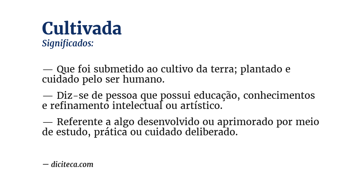 Significado de cultivada