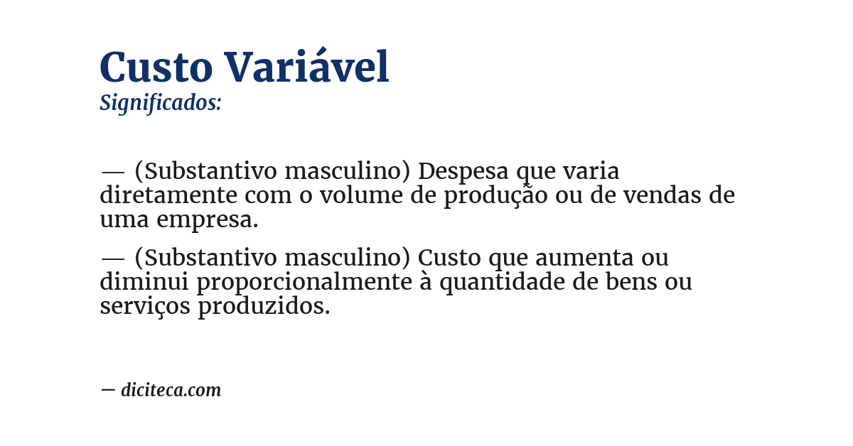 Significado de custo variável