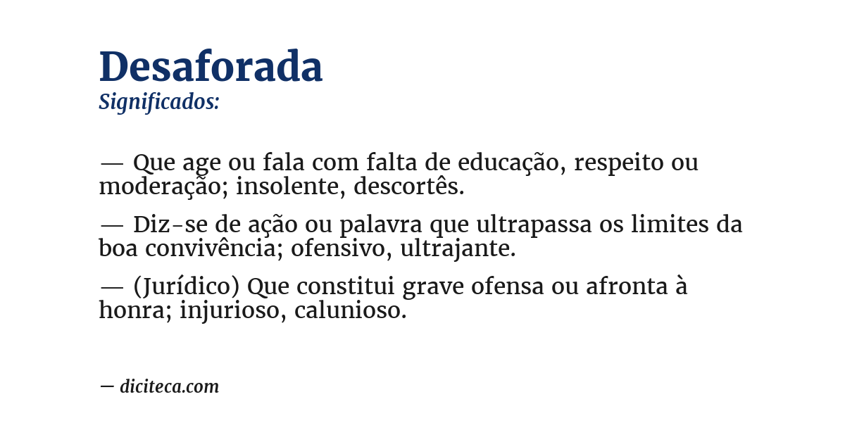Significado de desaforada