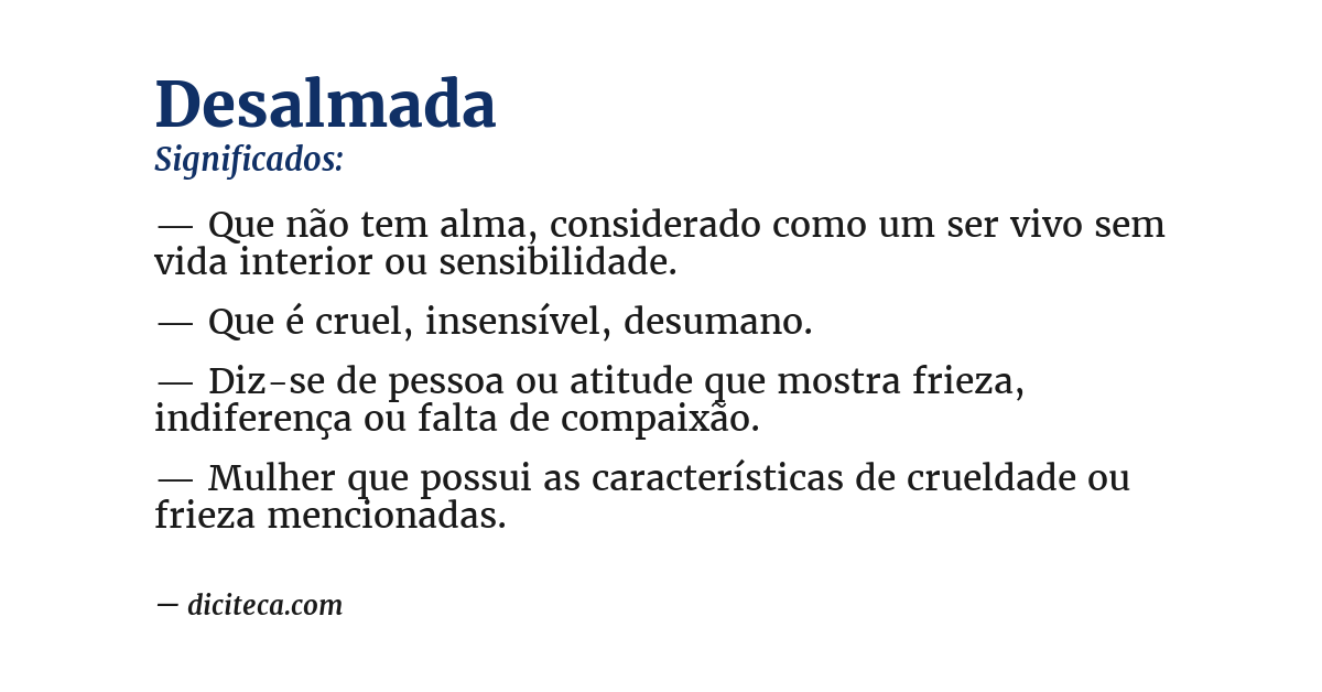 Significado de desalmada