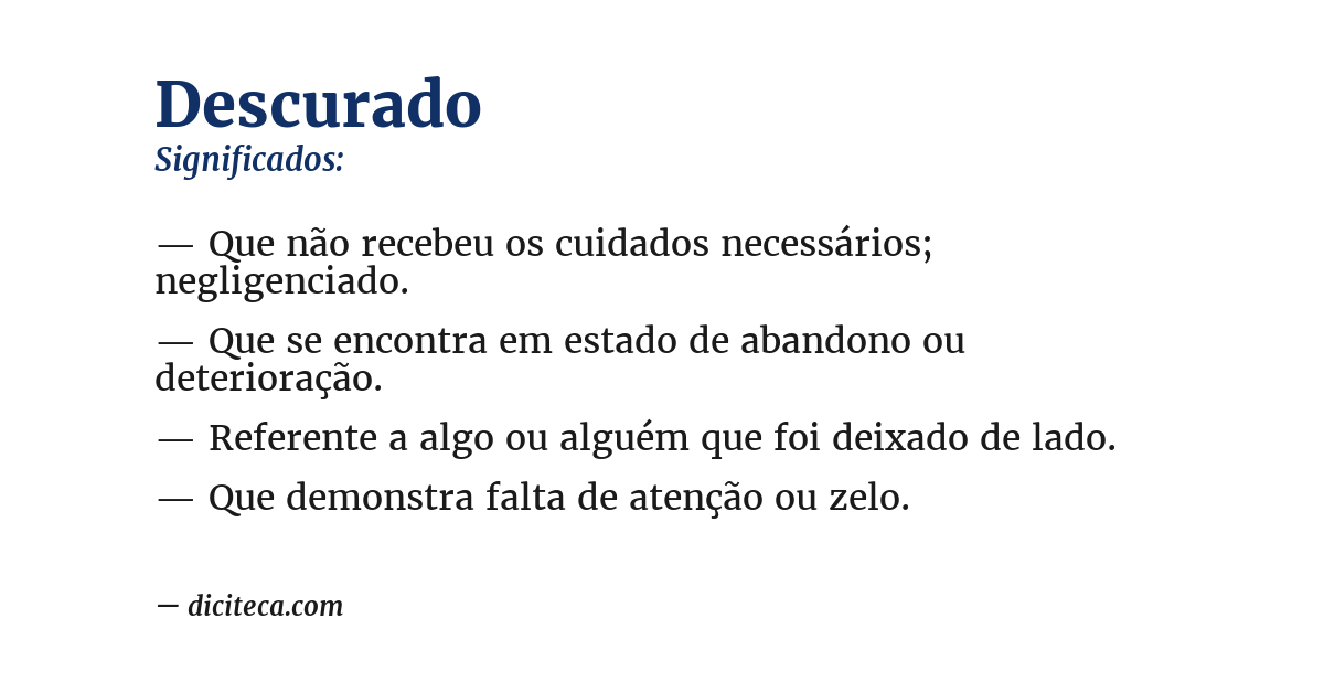 Significado de descurado
