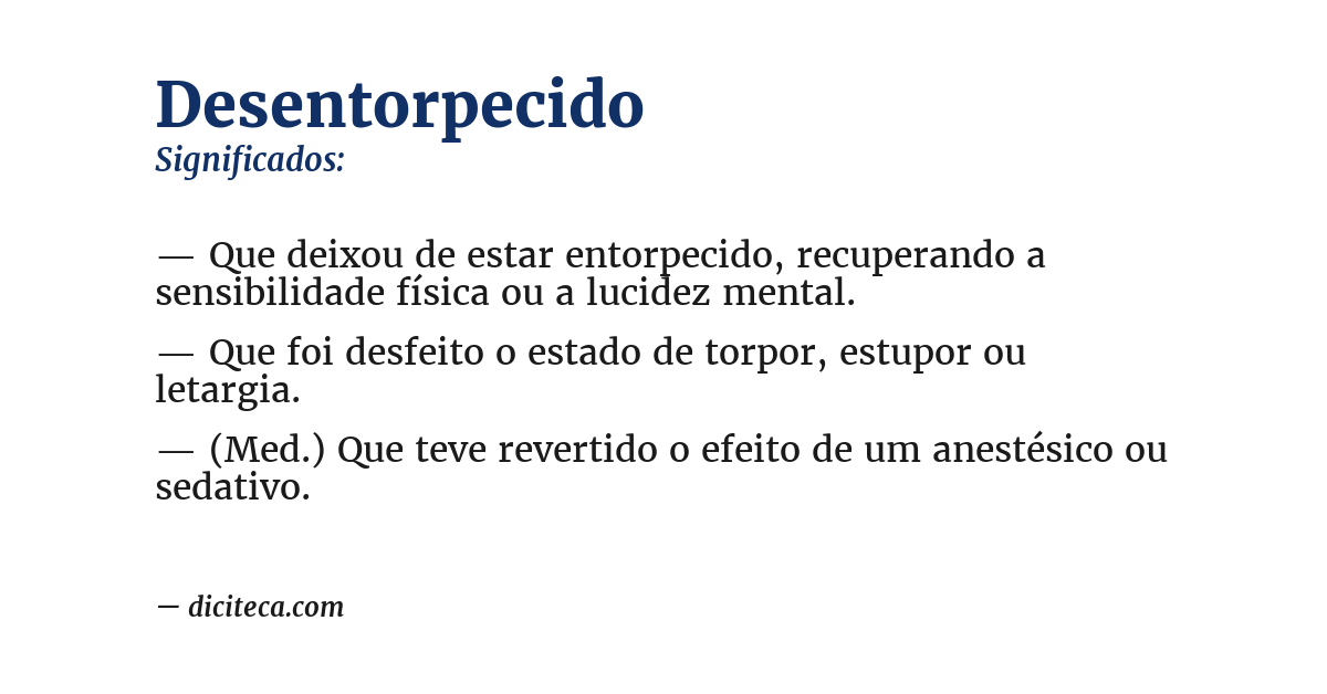 Significado de desentorpecido