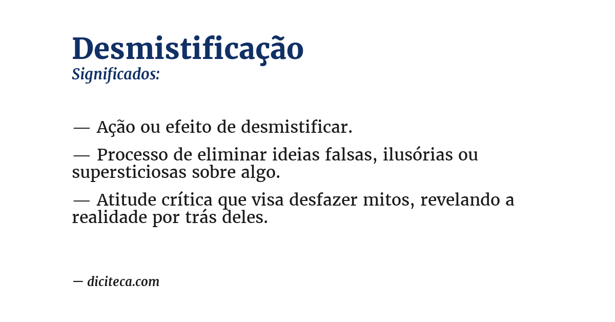 Significado de desmistificação