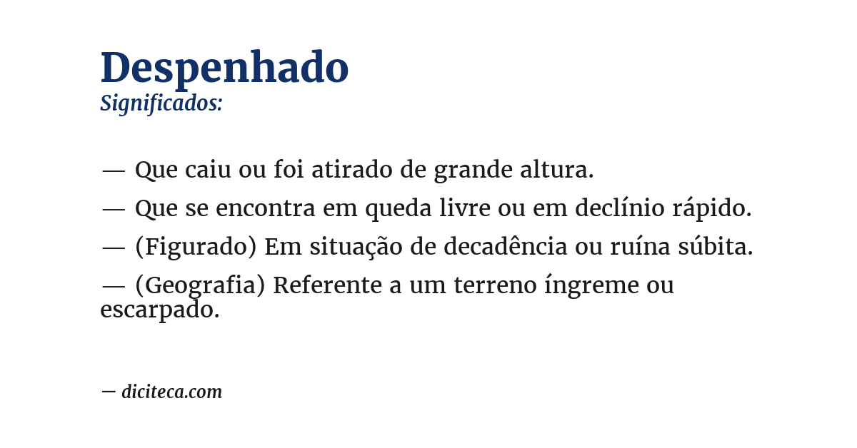 Significado de despenhado