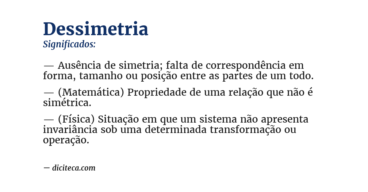 Significado de dessimetria