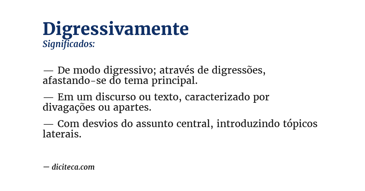 Significado de digressivamente