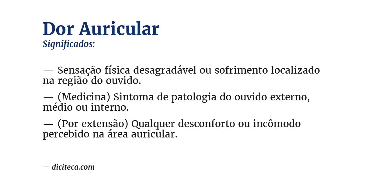 Significado de dor auricular