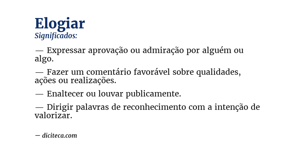 Significado de elogiar