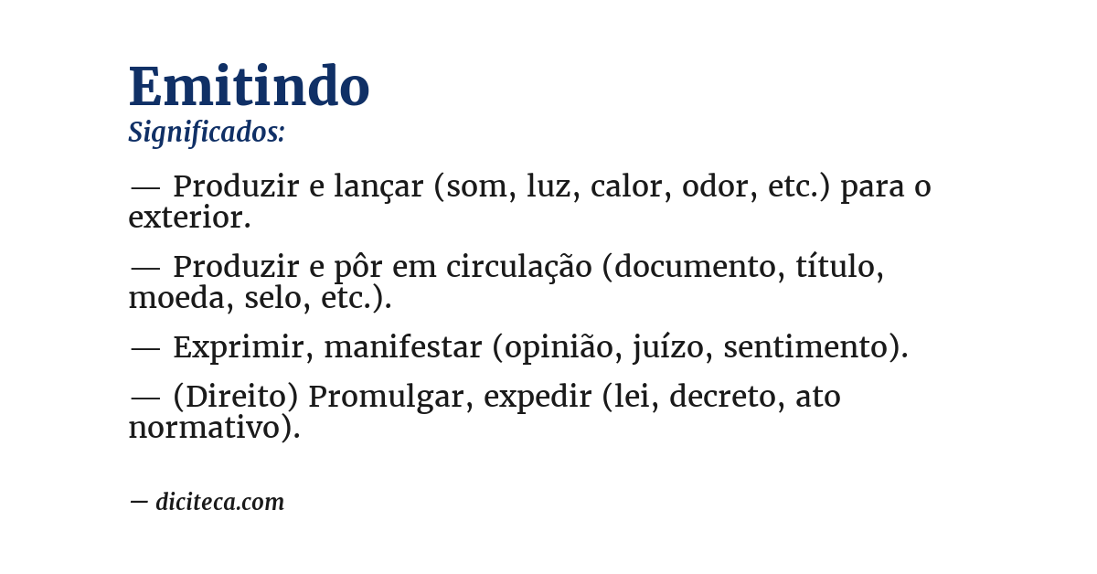 Significado de emitindo