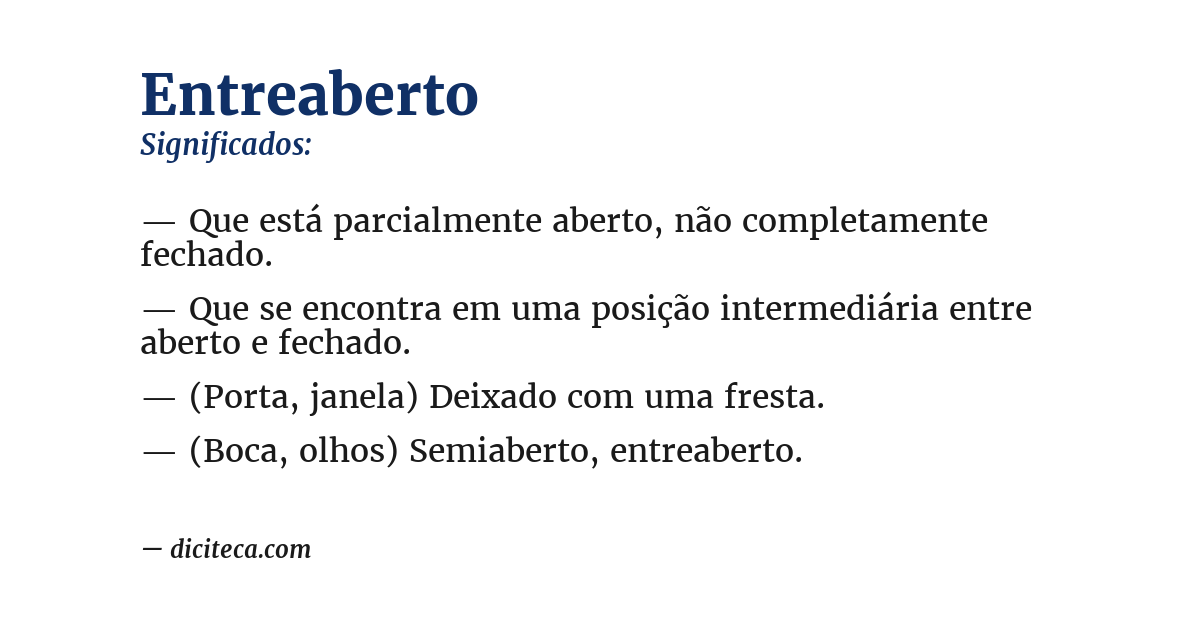Significado de entreaberto