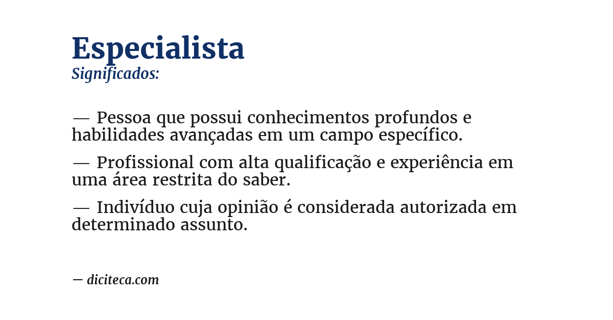 Significado de especialista