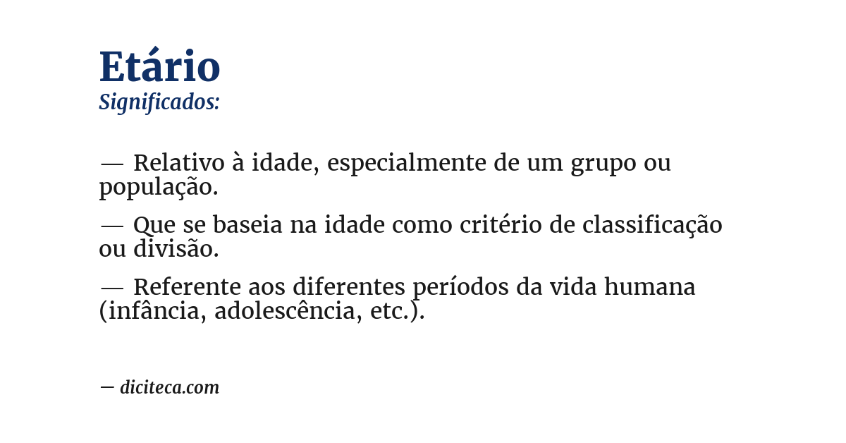 Significado de etário