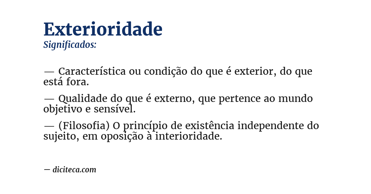 Significado de exterioridade