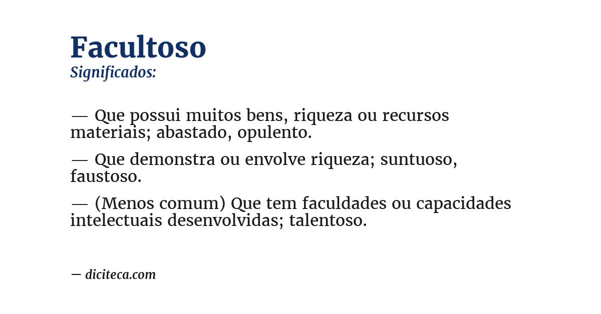 Significado de facultoso