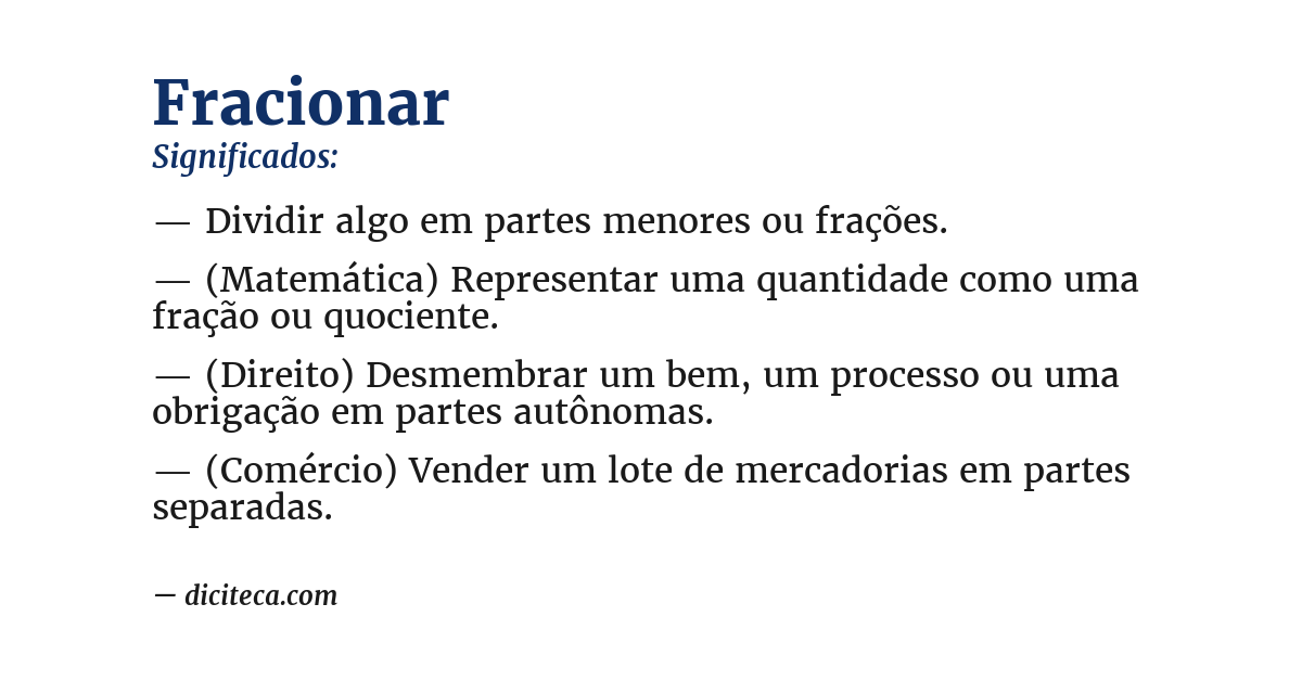 Significado de fracionar