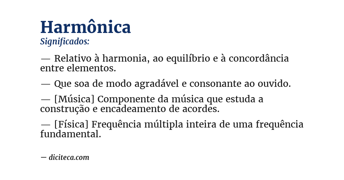 Significado de harmônica