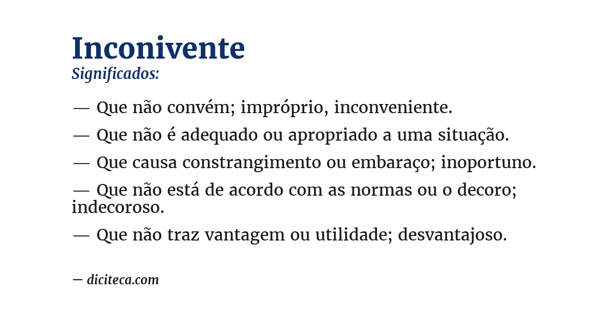 Significado de inconivente