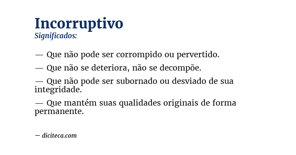 Significado de incorruptivo