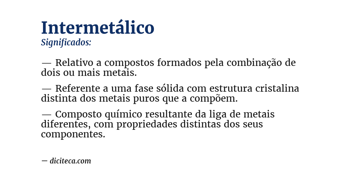 Significado de intermetálico