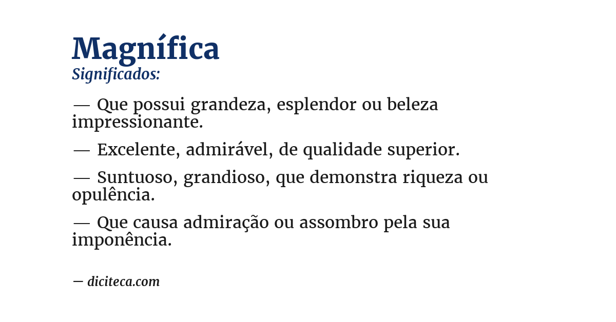 Significado de magnífica