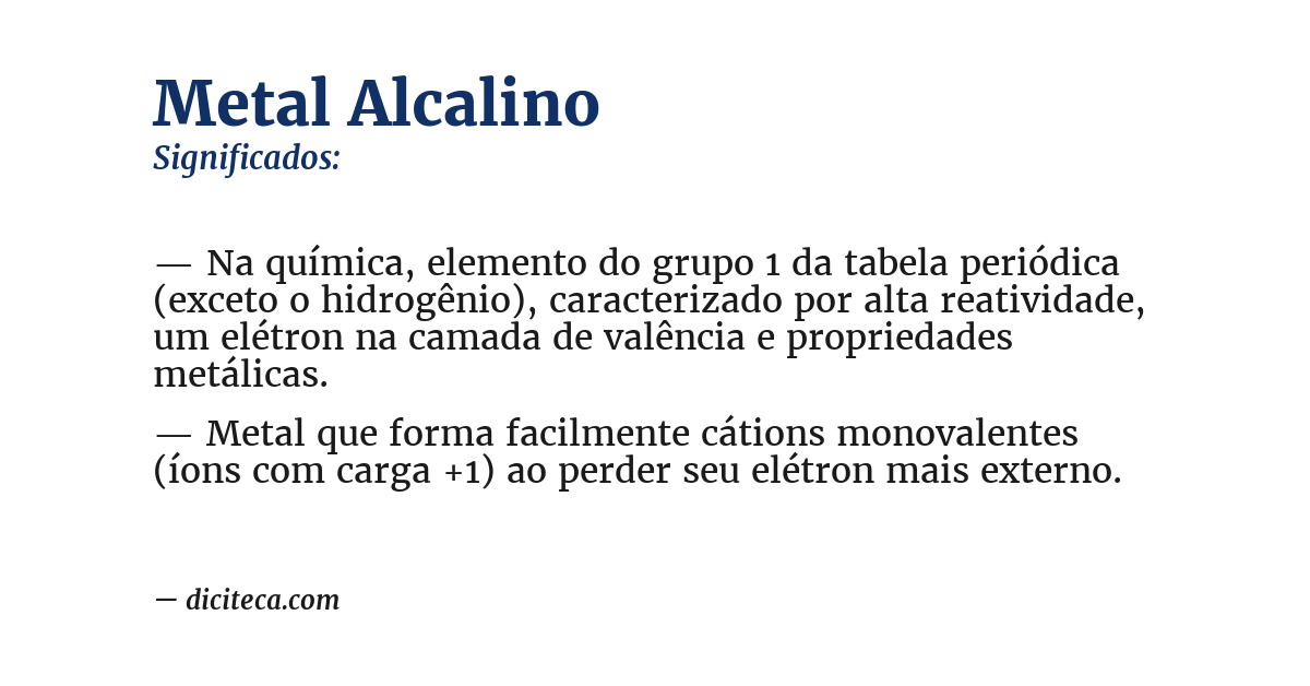 Significado de metal alcalino