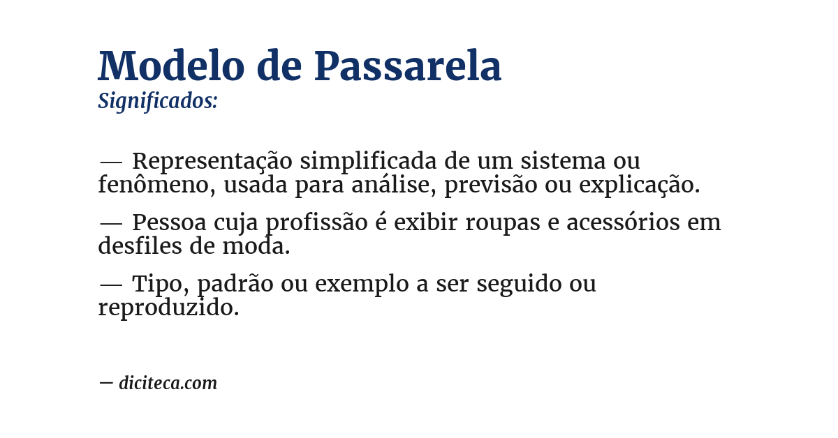 Significado de modelo de passarela