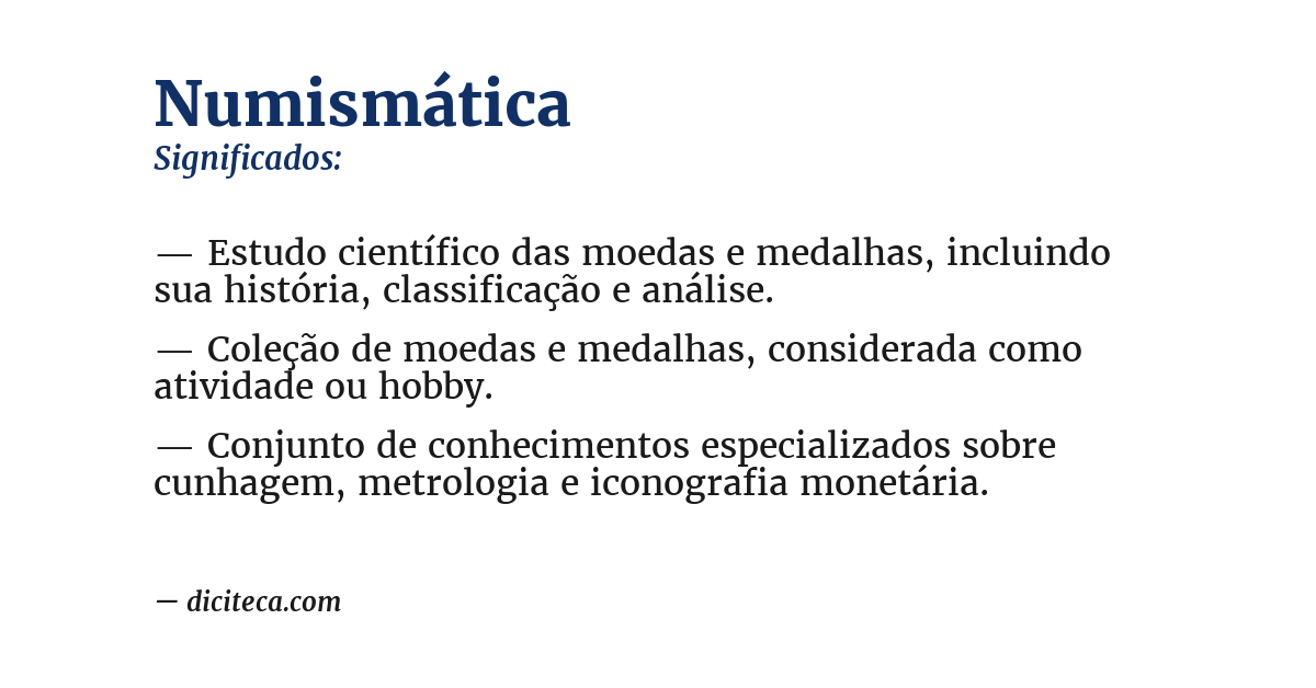 Significado de numismática