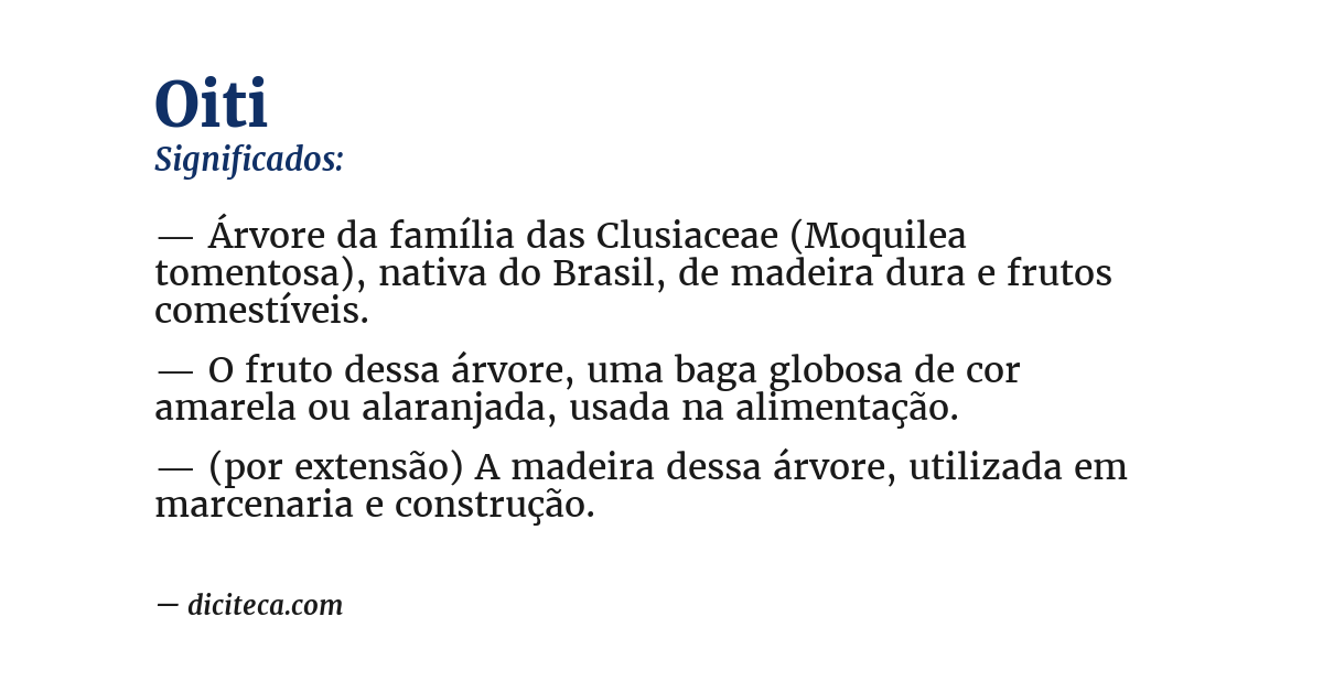 Significado de oiti