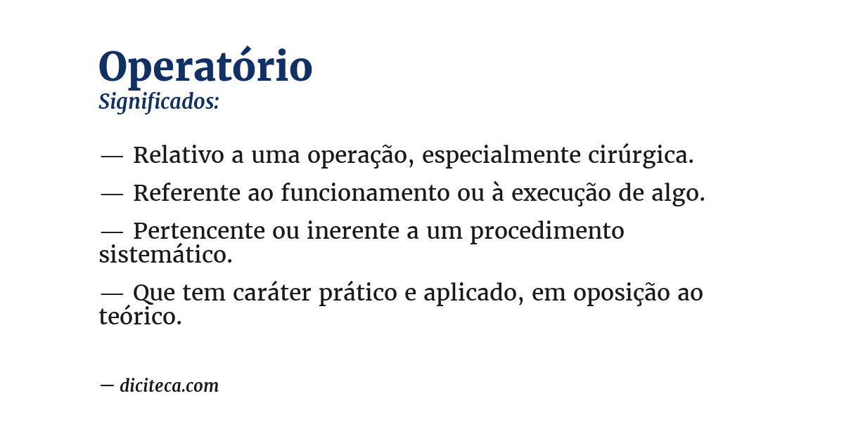 Significado de operatório