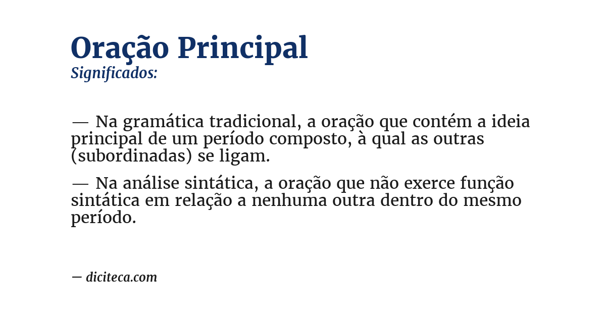 Significado de oração principal