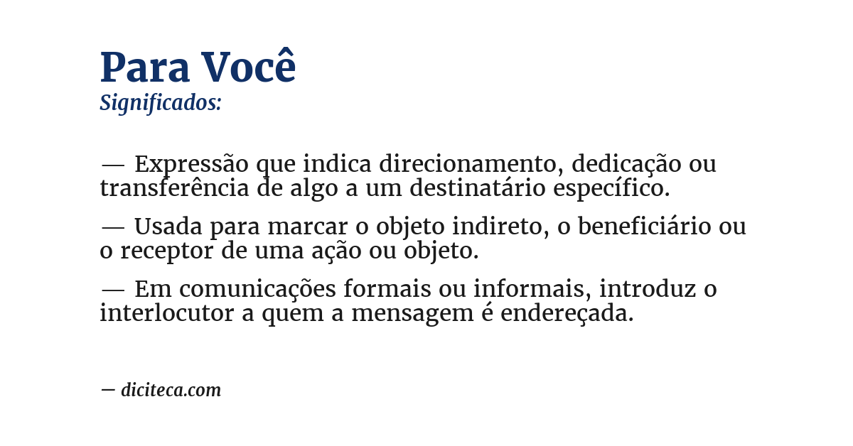 Significado de para você