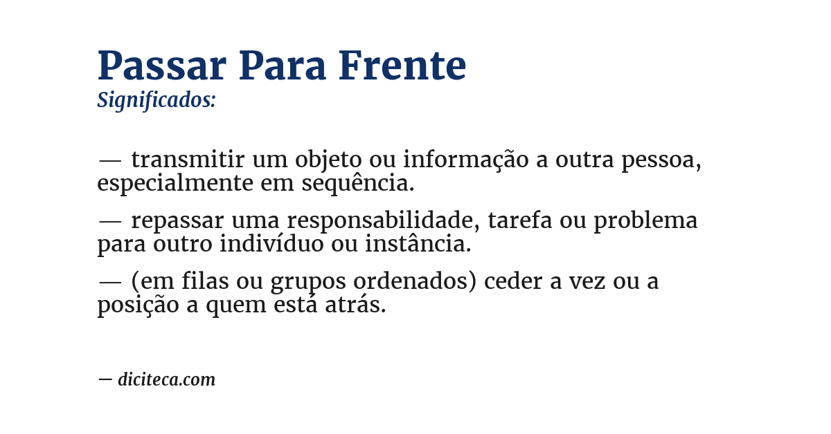 Significado de passar para frente