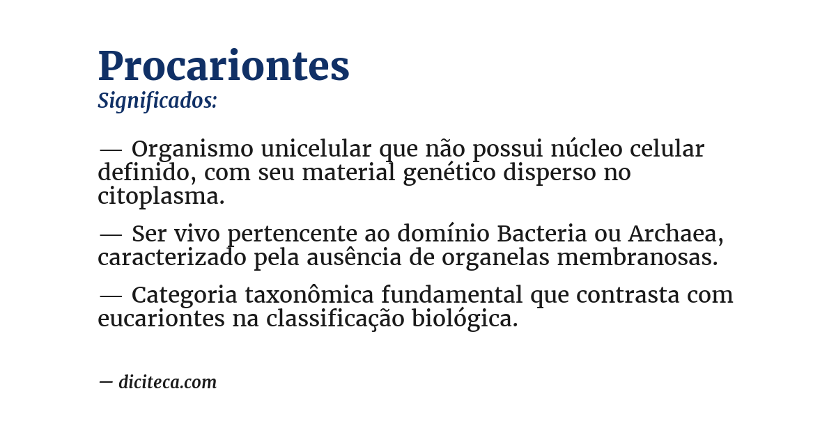 Significado de procariontes