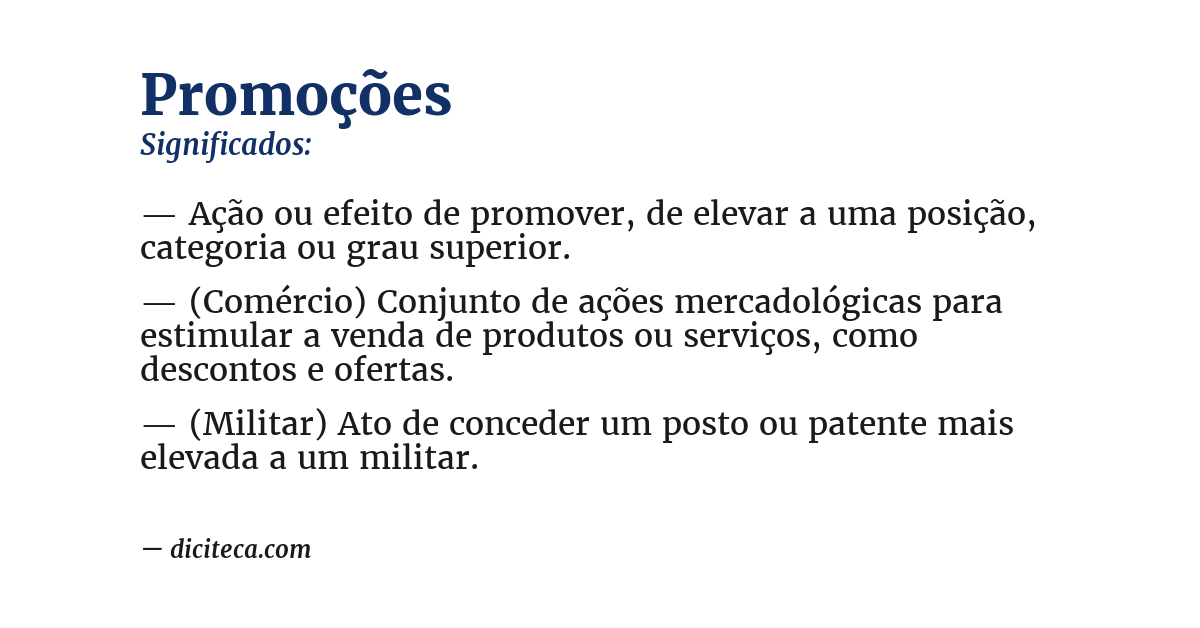 Significado de promoções