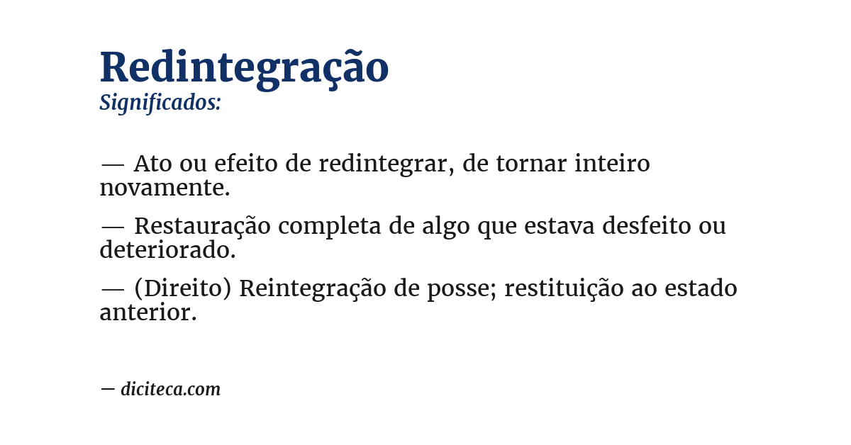 Significado de redintegração