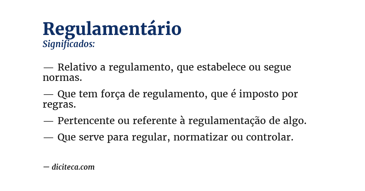 Significado de regulamentário