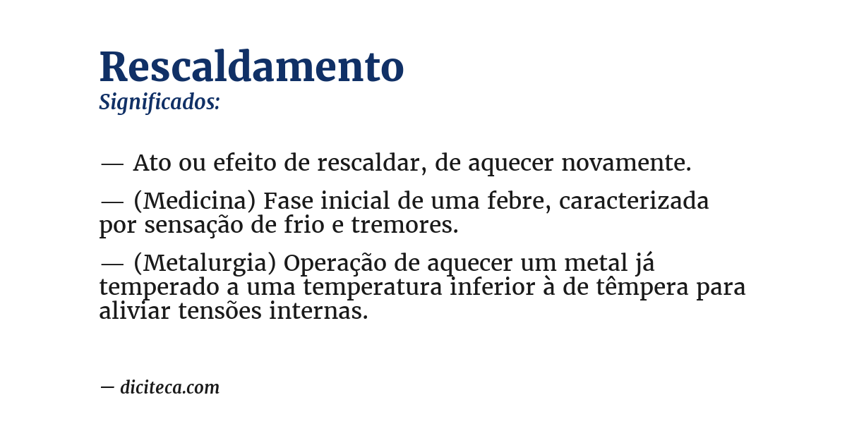 Significado de rescaldamento