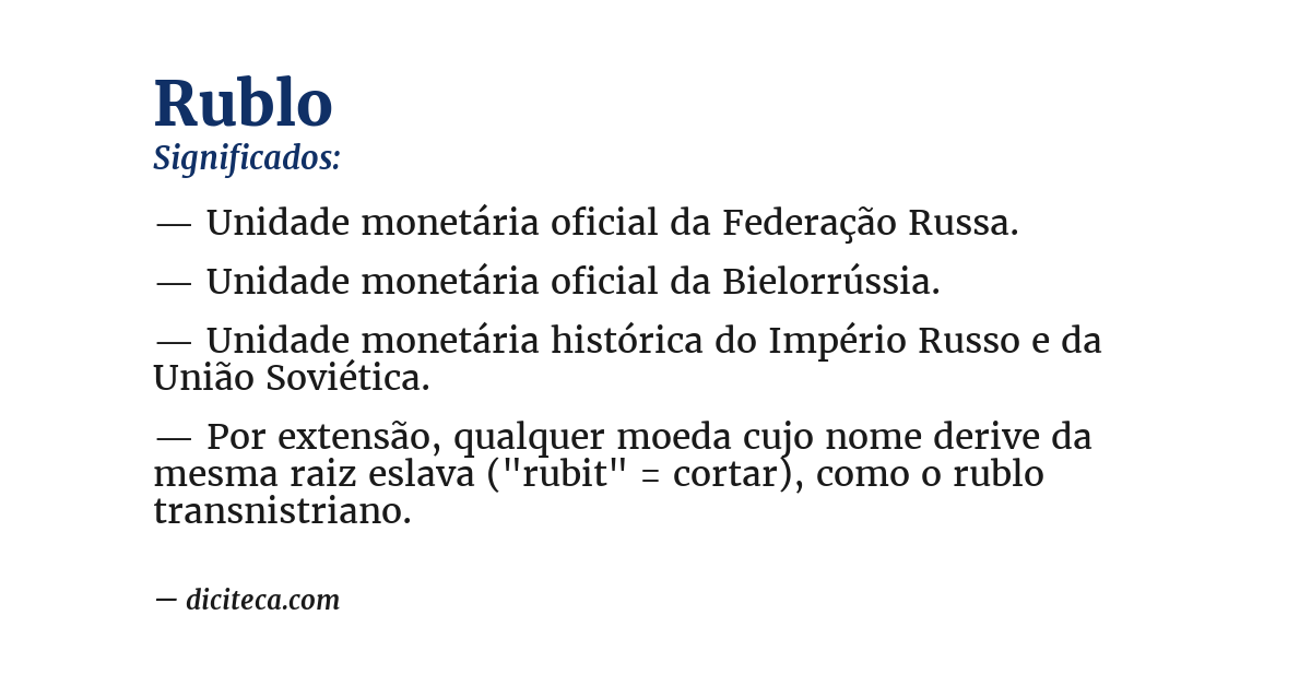 Significado de rublo