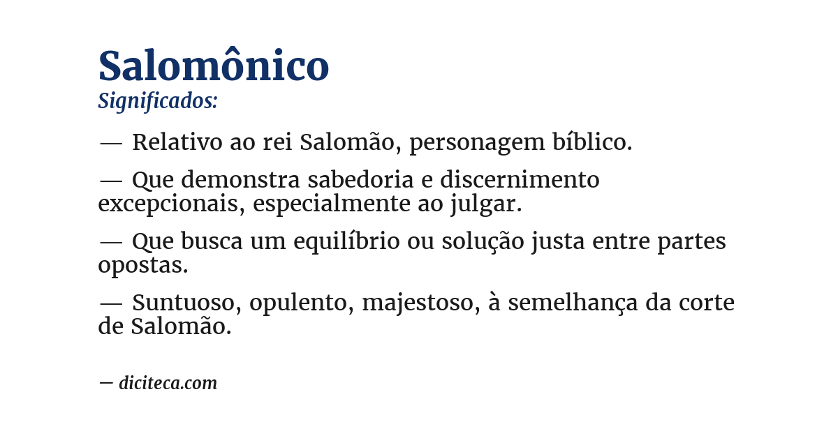 Significado de salomônico