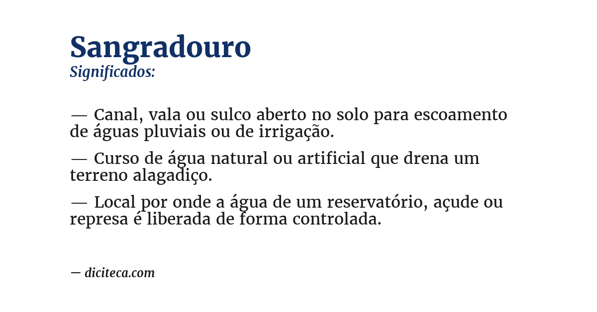 Significado de sangradouro