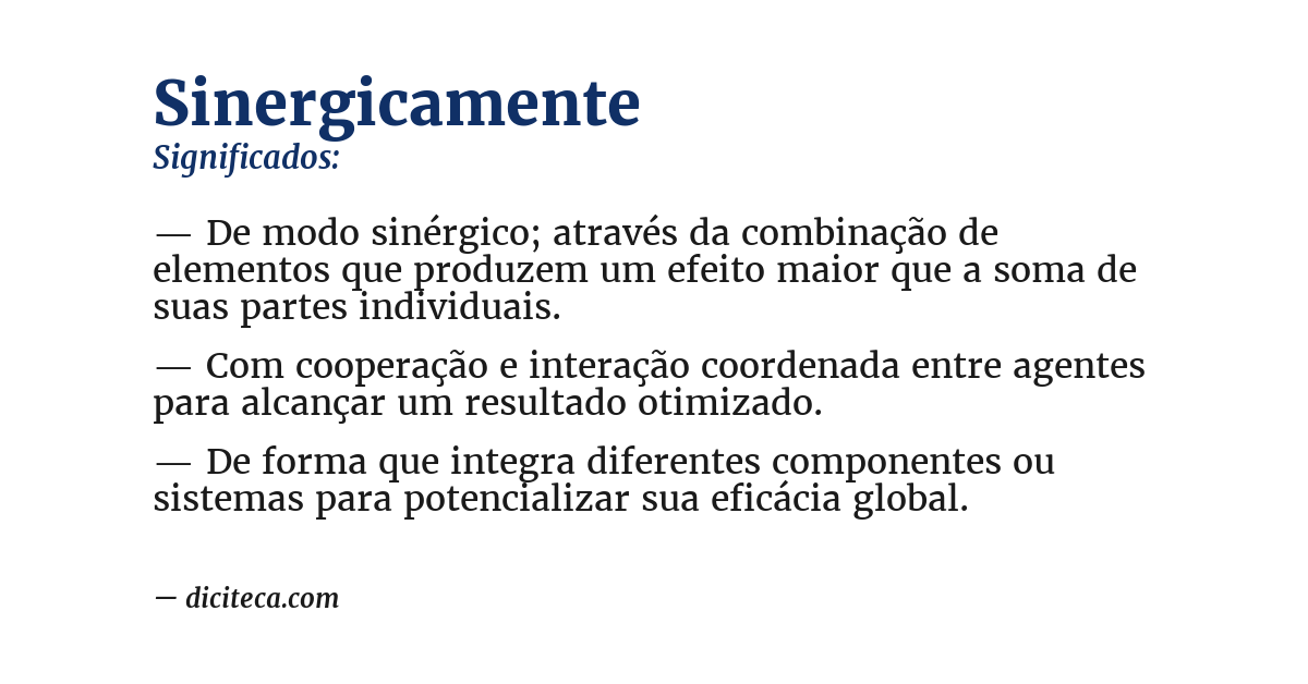 Significado de sinergicamente