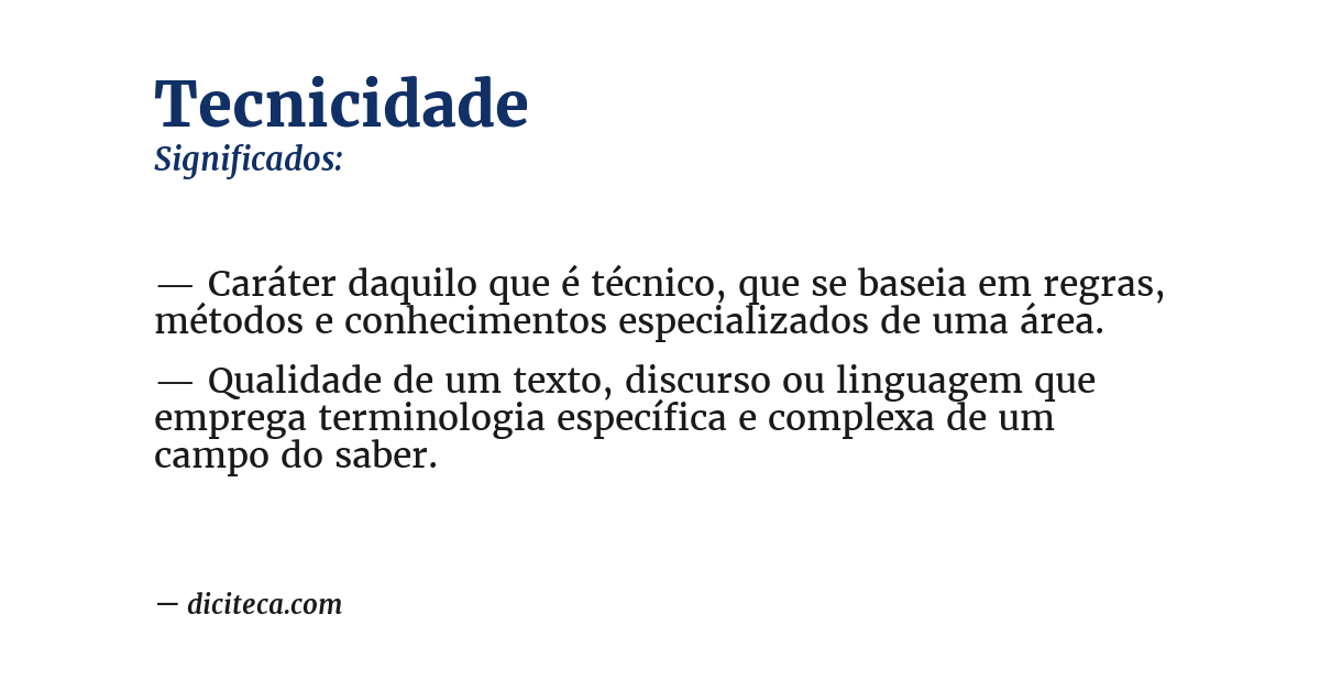 Significado de tecnicidade