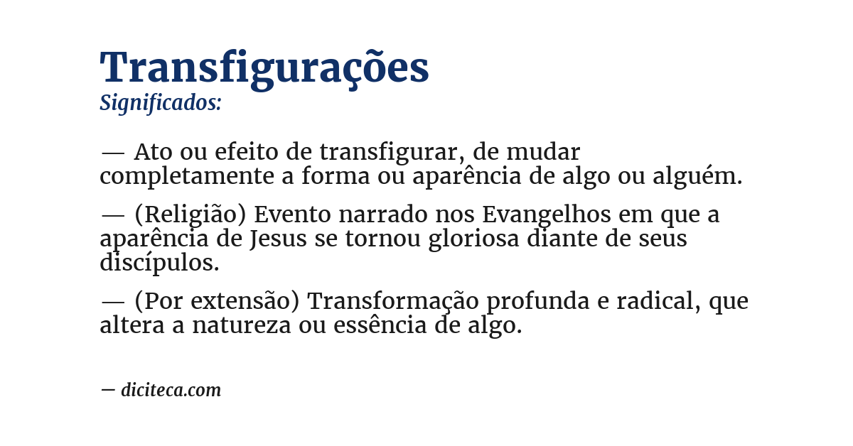 Significado de transfigurações