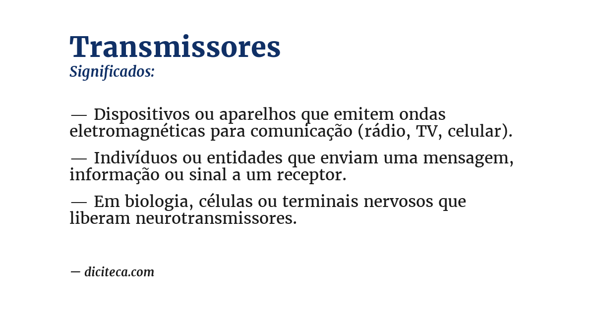 Significado de transmissores
