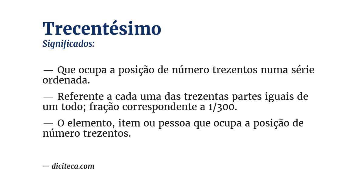 Significado de trecentésimo