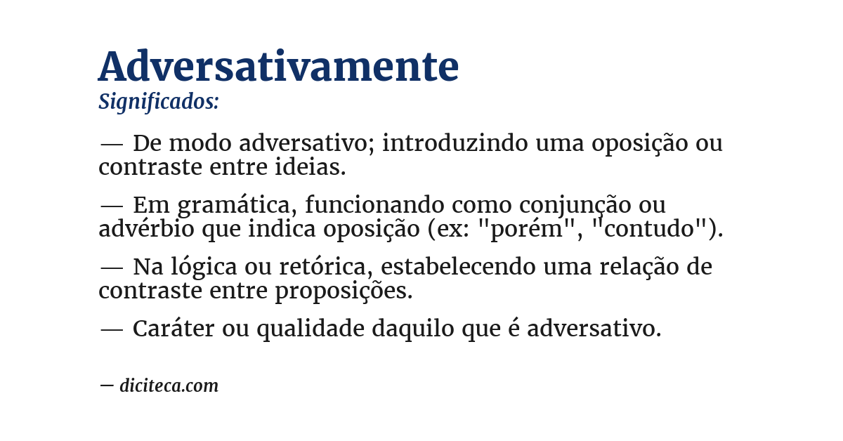 Significado de adversativamente