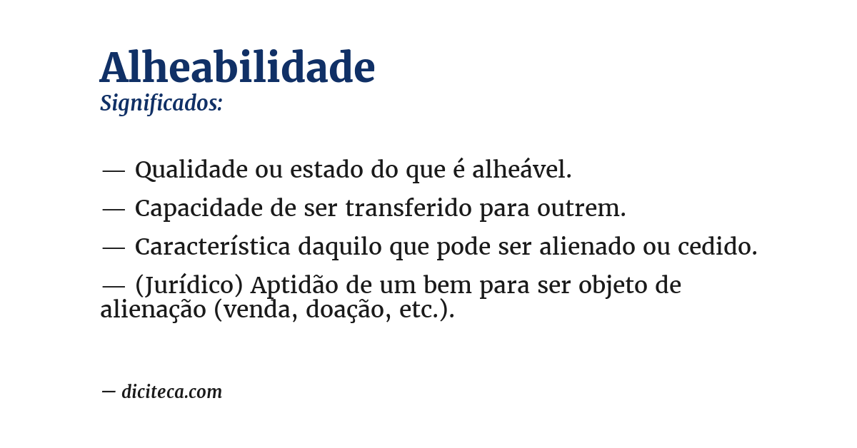 Significado de alheabilidade