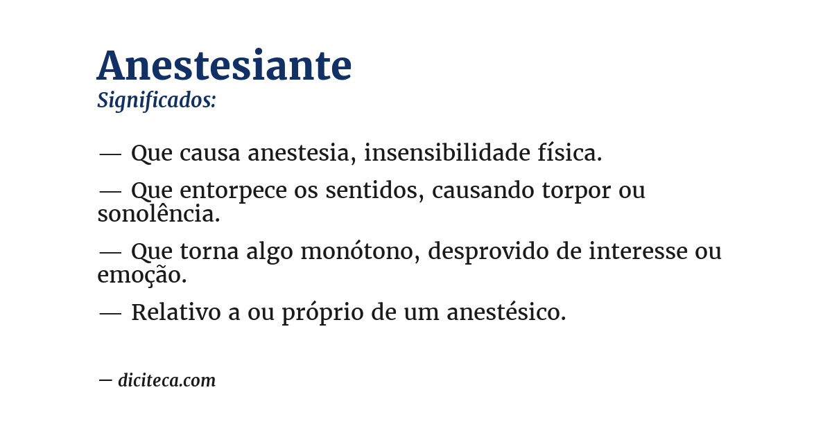 Significado de anestesiante