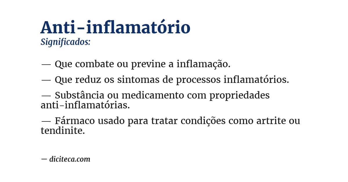 Significado de anti-inflamatório