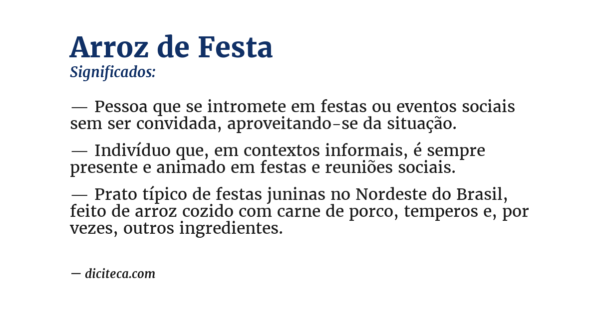 Significado de arroz de festa